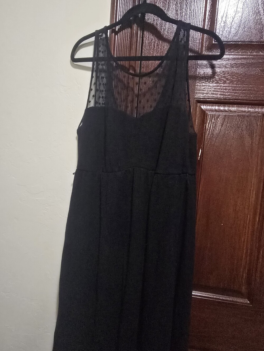 torrid Black Sleeveless Polka Dot Mesh Yoke Midi Dress